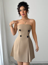 Elenzga Women Metal Button Decorated Fashionable Camisole Dress